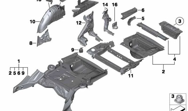 Fondo del maletero derecho para BMW Serie 5 F11, F11N (OEM 41137259766). Original BMW.