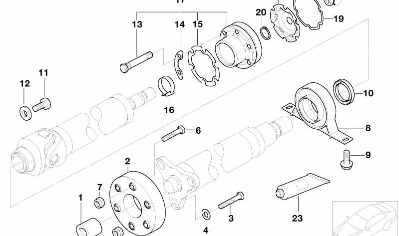 Cojinete Central para BMW Serie 7 E65, E66 (OEM 26127513218). Original BMW