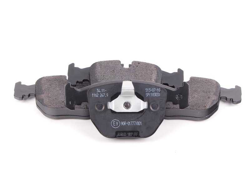 Brake pad set with brake pad sensor for BMW E39 (OEM 34112157589). Original BMW