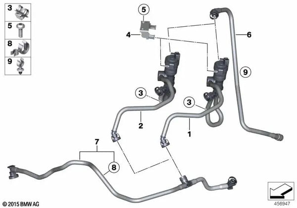 Soporte para válvula de ventilación del tanque para BMW Serie 1 F20, F21; Serie 2 F22, F23; Serie 3 F30, F31, F34, F35; Serie 4 F32, F33, F36; Serie 5 F07N, F10, F11, F18; X1 E84; X3 F25; X4 F26; X5 F15; X6 F16; Z4 E89 (OEM 13907605049). Original BMW.