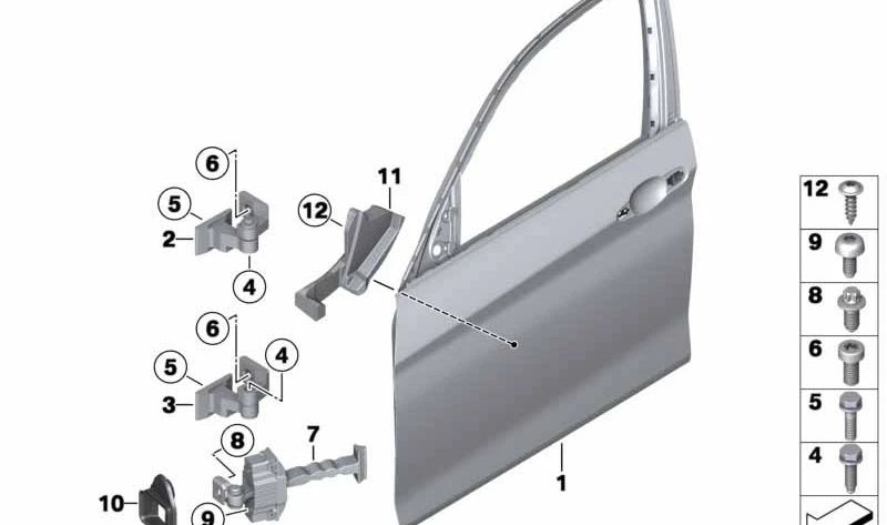 Articolazione del freno della porta d'ingresso destra per BMW Serie 1 F20, F20N (OEM 5121726988). BMW originale