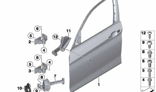 Articolazione del freno della porta d'ingresso destra per BMW Serie 1 F20, F20N (OEM 5121726988). BMW originale