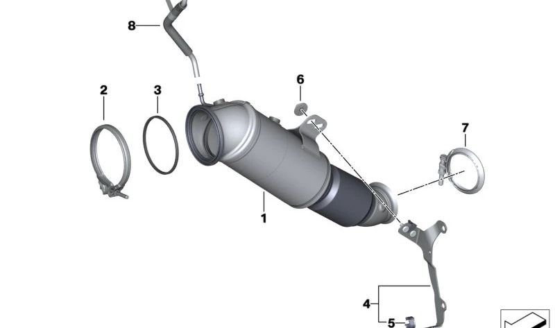 Soporte para catalizador cercano al motor OEM 18329468575 para BMW G42, G20, G21, G22, G23, G26, G30, G31, G32, G01, G02, G18, G29. Original BMW.