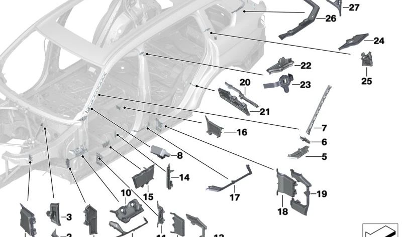 Colonna di destra C pezzo di colonna per BMW X7 G07 (OEM 41007470936). BMW originale.