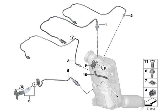 Palpador De Temperatura Gas Escape L=1000 Para Bmw F40 F44 F45 F46 F48 F39. Original Recambios