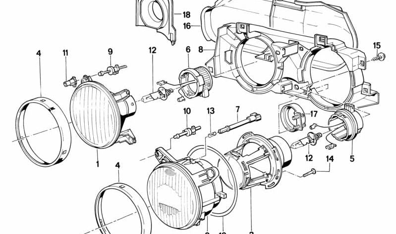 Difusor de luz derecho Amarillo para BMW E30 (OEM 63121385636). Original BMW