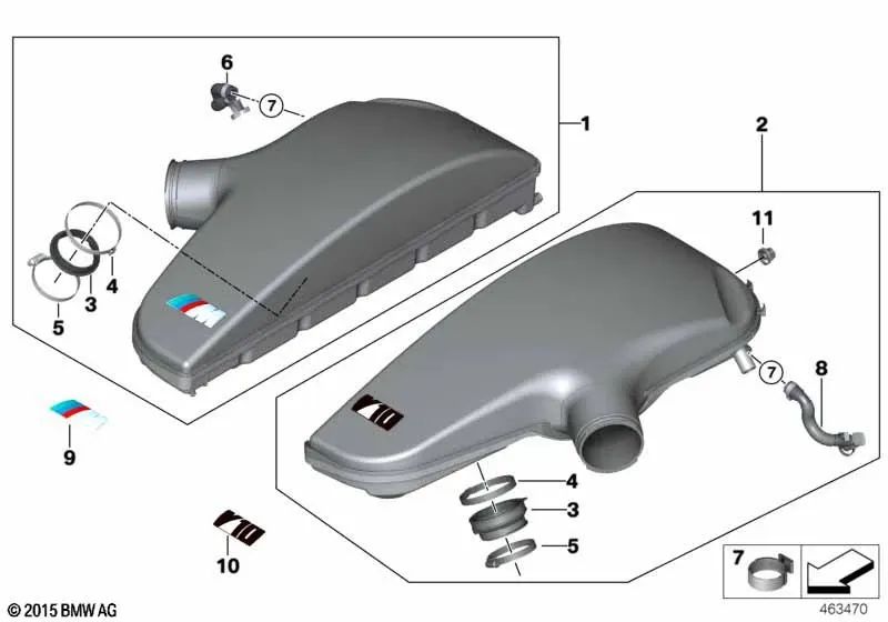 Emblema pegado para BMW E60, E61N, E63, E64 (OEM 11617834686). Original BMW.