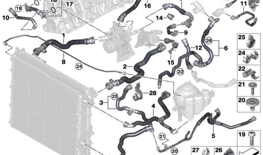 Junta de estanqueidad OEM 11538853707 para BMW G20, G21, G22, G23, G26, G05, G18, G06, G07. Original BMW.