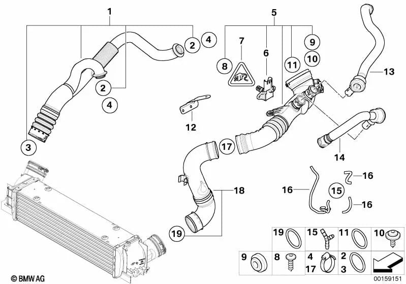 Ladeluftkanal für BMW E82, E88 (OEM 13717590305). Original BMW.