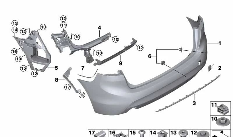 OM 51127480078 pare-chocs arrière pour BMW F45. BMW d'origine.