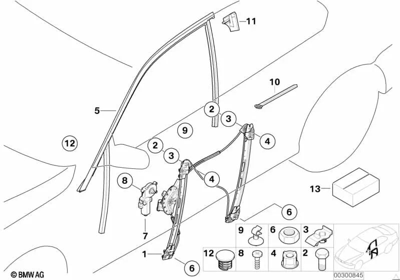 Window Guide Front Right Door for BMW 3 Series E46 (OEM 51338266124). Original BMW