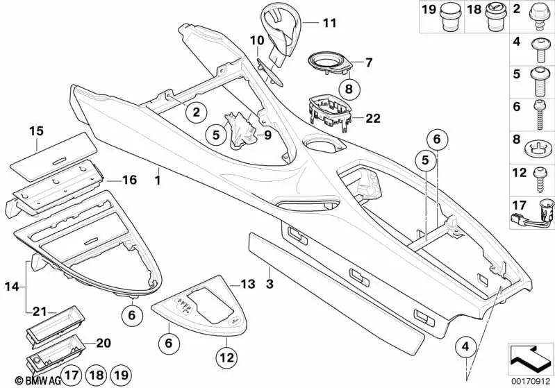 Dekorblende cenicero para BMW E63, E64 Serie 6 (OEM 51167073645). Original BMW.