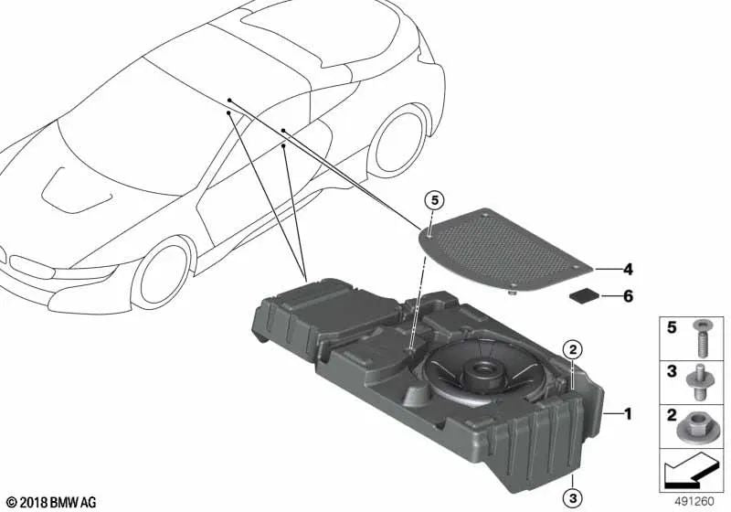 Zentralbass derecho para BMW I15 (OEM 65136837070). Original BMW