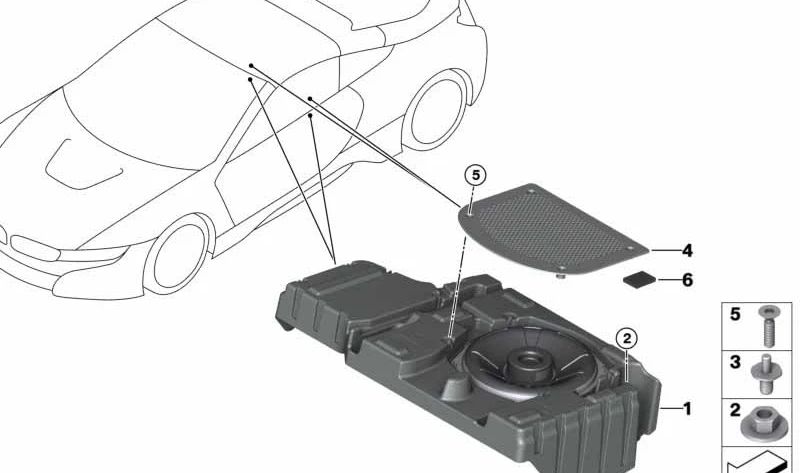 Bajo central izquierdo para BMW i I15 (OEM 65136837069). Original BMW