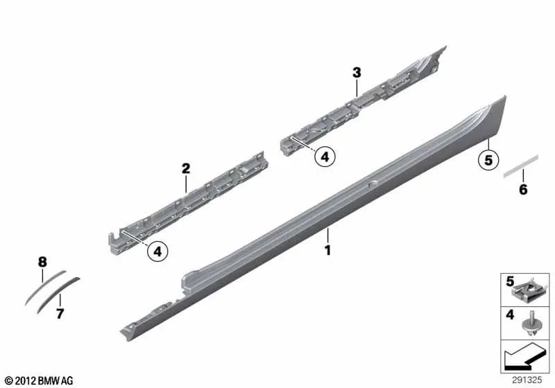 Cubierta del umbral imprimada derecha para BMW Serie 6 F06, F06N (OEM 51777284120). Original BMW