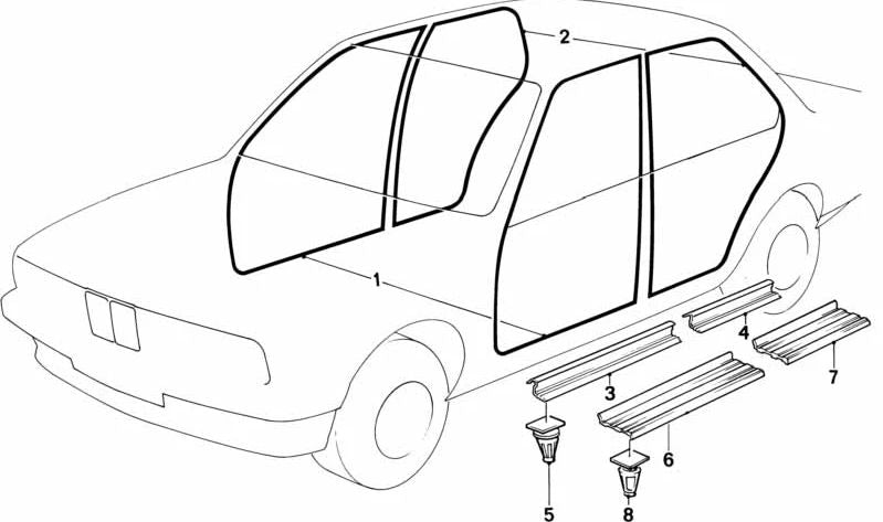 Rear right sill cover for BMW E34 (OEM 51471978488). Original BMW