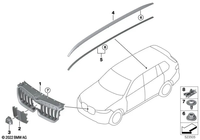 Barra de techo izquierda para BMW X1 U11 (OEM 51139466061). Original BMW