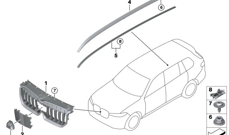 Rejilla frontal OEM 51139880303 para BMW X5 (G05), X6 (G06). Original BMW.