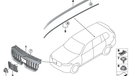 Roof trim clip for BMW 2 Series U06, X1 U11 (OEM 51135A4ACB3). Original BMW