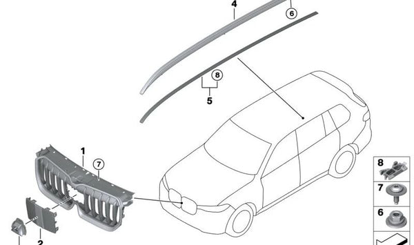 Clip moldura del techo para BMW Serie 2 U06, X1 U11 (OEM 51135A4ACB3). Original BMW