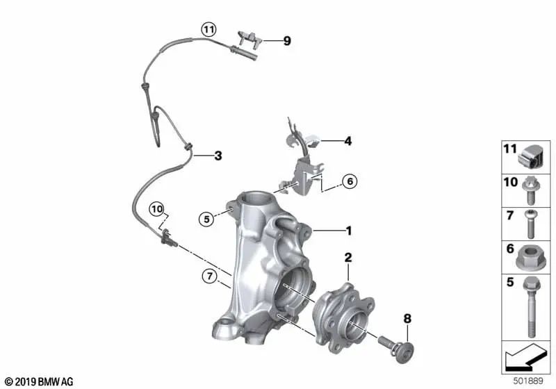 Schwenklager camber correction left 60 for BMW 2 Series G42, 3 Series G20, G20N, 4 Series G22, G23 (OEM 31216891257). Original BMW.