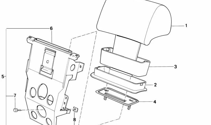 Guía derecha para BMW Serie 5 E34, Serie 7 E32 (OEM 52208102718). Original BMW