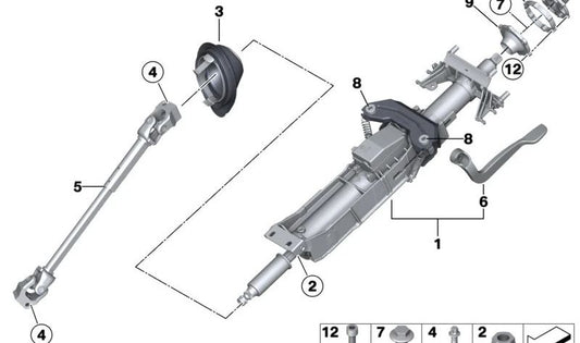 Adjustment lever for BMW 1 Series F20, F21, 2 Series F22, F23, F87, 3 Series F30, F31, F34, F35, F80, 4 Series F32, F33, F36, F82, F83, X3 F25, X4 F26 (OEM 32306854282). Genuine BMW.