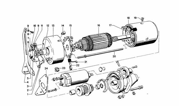 Placa de soporte de escobillas para BMW E21, E30, E12, E28, E24, E23, E32 (OEM 12411274607). Original BMW