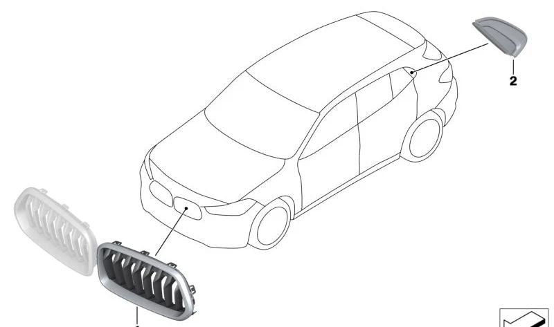 Rechte C-Säulenabdeckung für BMW F39 (OEM 51137428288). Original BMW.