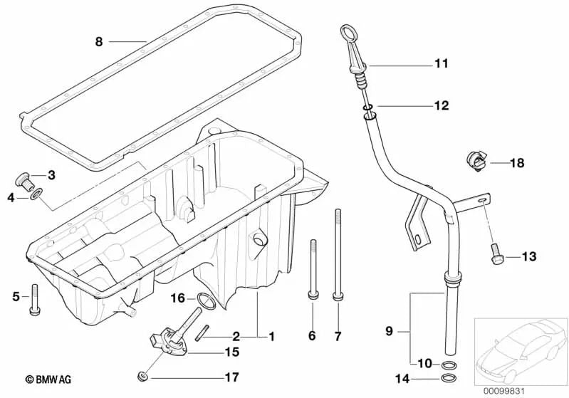 Tubo de guía para BMW E46 (OEM 11437515399). Original BMW.