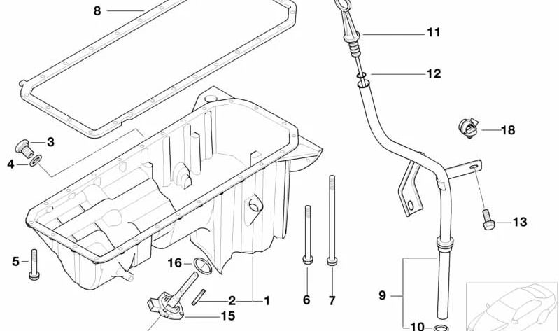 Hex Head Screw with Washer for BMW E36, E46, E39, E60, E61, E38, E65, E66, E83, E53, E85 (OEM 11131435806). Genuine BMW.