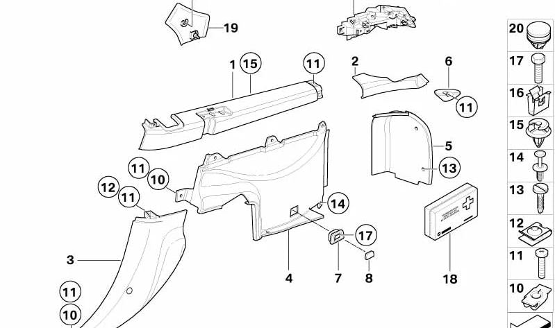 Revestimiento del compartimento de equipaje delantero derecho para BMW (OEM 51478401690). Original BMW