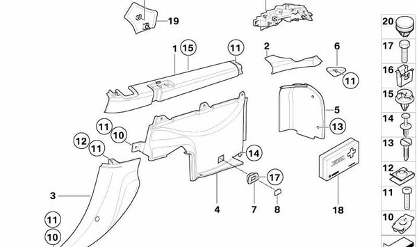 Revestimiento del compartimento de equipaje delantero derecho para BMW (OEM 51478401690). Original BMW