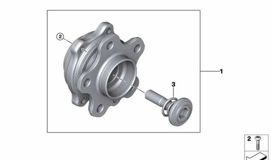 Buje de rueda trasero con rodamiento OEM 33401543563 para BMW Serie 3 (E46), X3 (E83). Original BMW