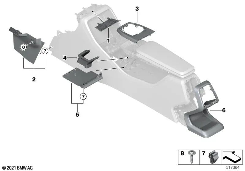 Embellecedor Decorativo Consola Central para BMW Serie 2 U06, X1 U11 (OEM 51169473170). Original BMW