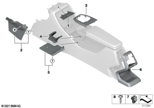 Embellecedor Decorativo Consola Central para BMW Serie 2 U06, X1 U11 (OEM 51169473170). Original BMW