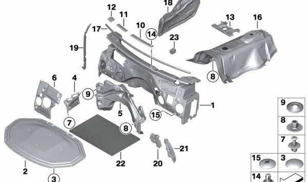 Aislamiento acústico para BMW F25, F26 (OEM 51487263242). Original BMW