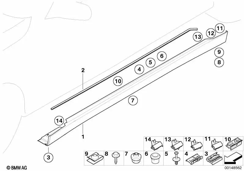 Clip para BMW Serie 7 E65, E66 (OEM 51717037377). Original BMW