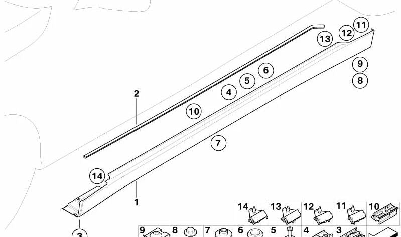 Clip de fijación OEM 51117160451 para BMW Serie 7 (E66). Original BMW.