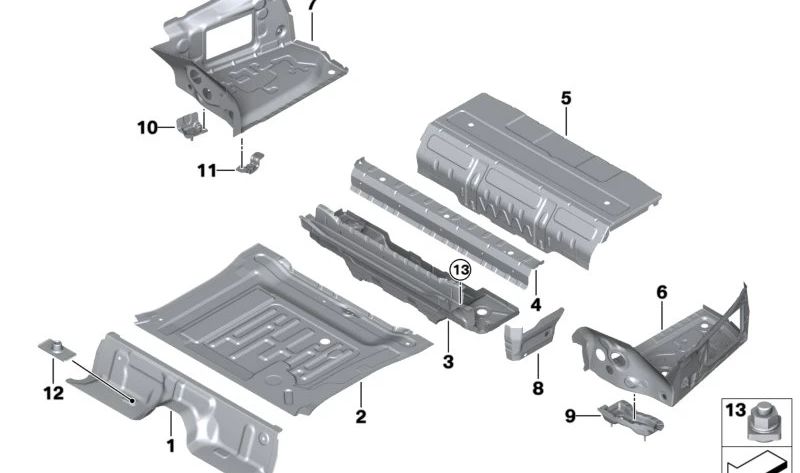 Suelo del maletero izquierdo para BMW Serie 7 G70 (OEM 41145A37A97). Original BMW