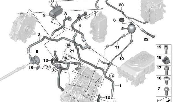 Tubería de refrigerante con termostato OEM 11538531198 para BMW i3 (I01). Original BMW.