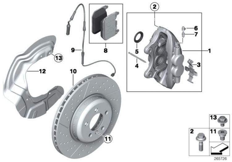 Sensor De Desgaste Pastillas Frenos Delantero Izquierdo Para Bmw F20 F30 F21 F31 F34 F32 F33 F22 F80