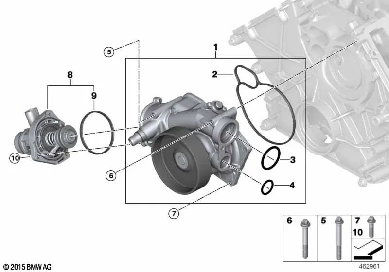 Coolant pump for BMW G30, G30N, G31N, G11, G11N, G12, G12N, G14, G15, G16, G05, G06, G07 (OEM 11518642290). Genuine BMW