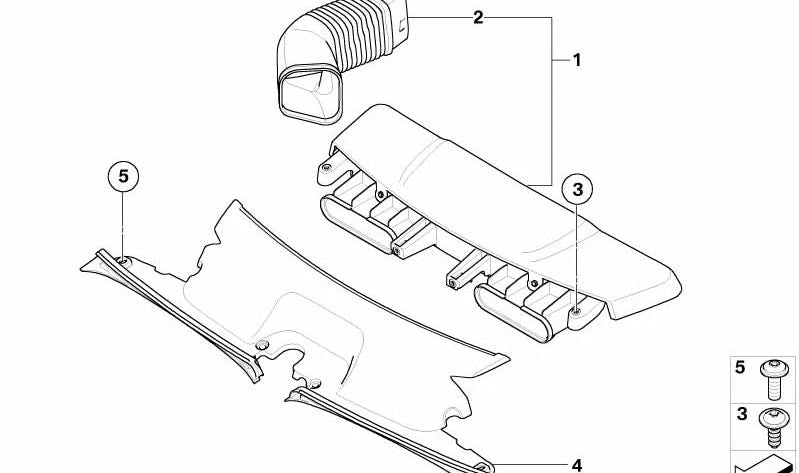 Conducto de aire para BMW X3 E83, E83N (OEM 13713401555). Original BMW.