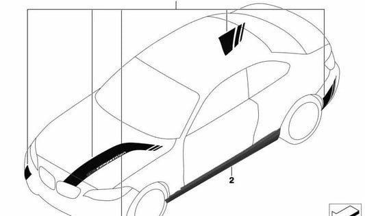 Listón lateral pintado derecho para BMW F87, F87N (OEM 51772462918). Original BMW.