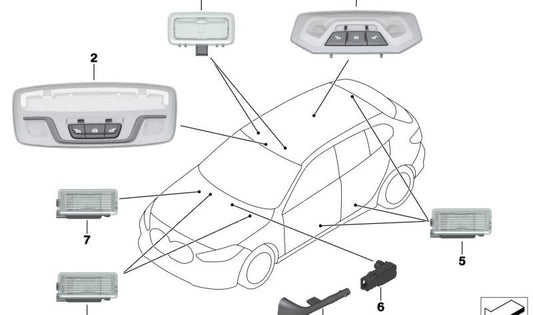 OEM LED Interior LED 63319472763 para BMW F40, F44, G42, G87, G20, G21, G28, G80, G81, G22, G23, G26, G82, G83, G29. BMW original.