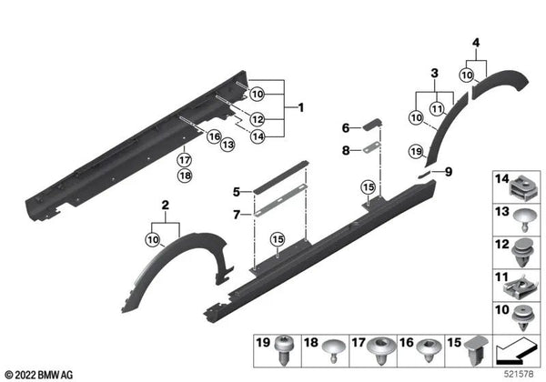 Tornillo de chapa para BMW Serie 3 F80, Serie 4 F82, Serie 7 E65 E66, X6 F16 F86. MINI F54 F55 F60 (OEM 07119907353). Original BMW.