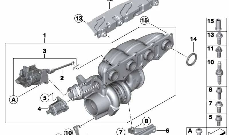 Valvola di controllo della pressione Turbo OEM 11657638783 per BMW F20, F21, F22, F23, F30, F31, F34, F32, F33, F36, F07, F10, F11, E84, F25, F26, F15, F16, E89. BMW originale.