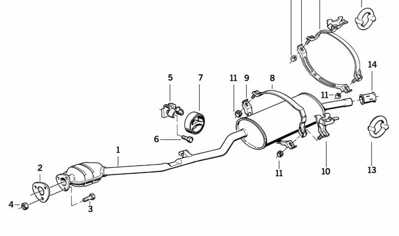 Soporte sistema de escape trasero para BMW Serie 3 E30 (OEM 18211177828). Original BMW