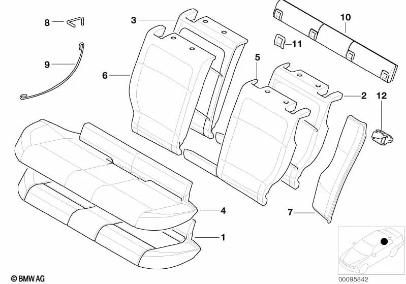 Clip para BMW E53, E70, E92, F30, F20 (OEM 52101945543). Original BMW